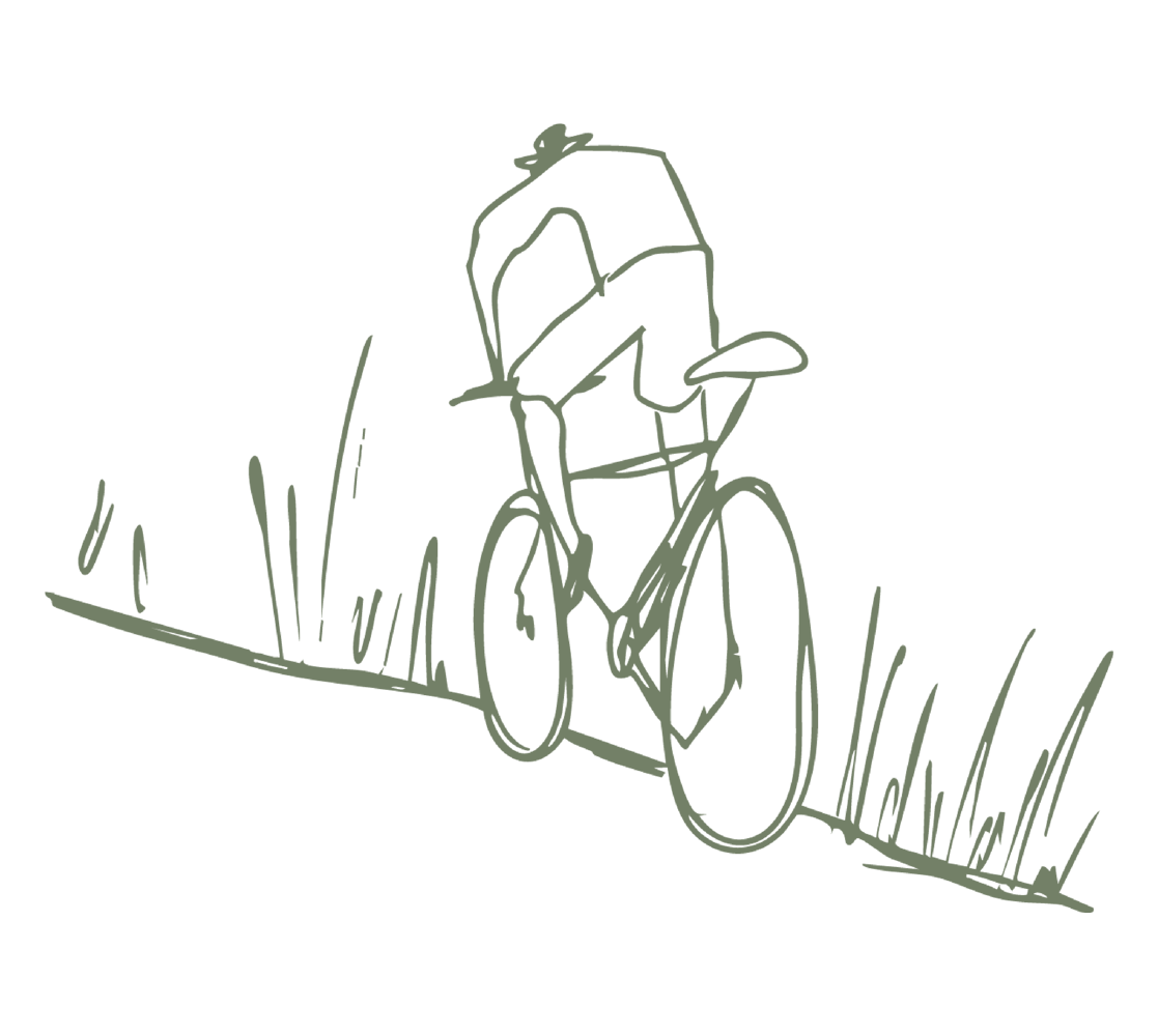 Custom lifestyle illustration depicting a cyclist riding on The Arbors nature trail system.