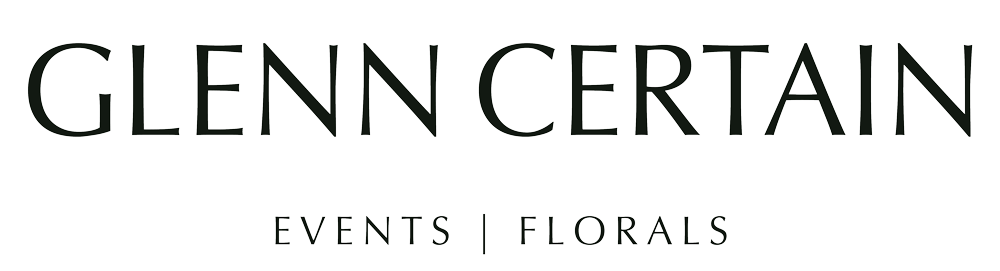 Horizontal text-only wordmark logo in black for Glenn Certain.