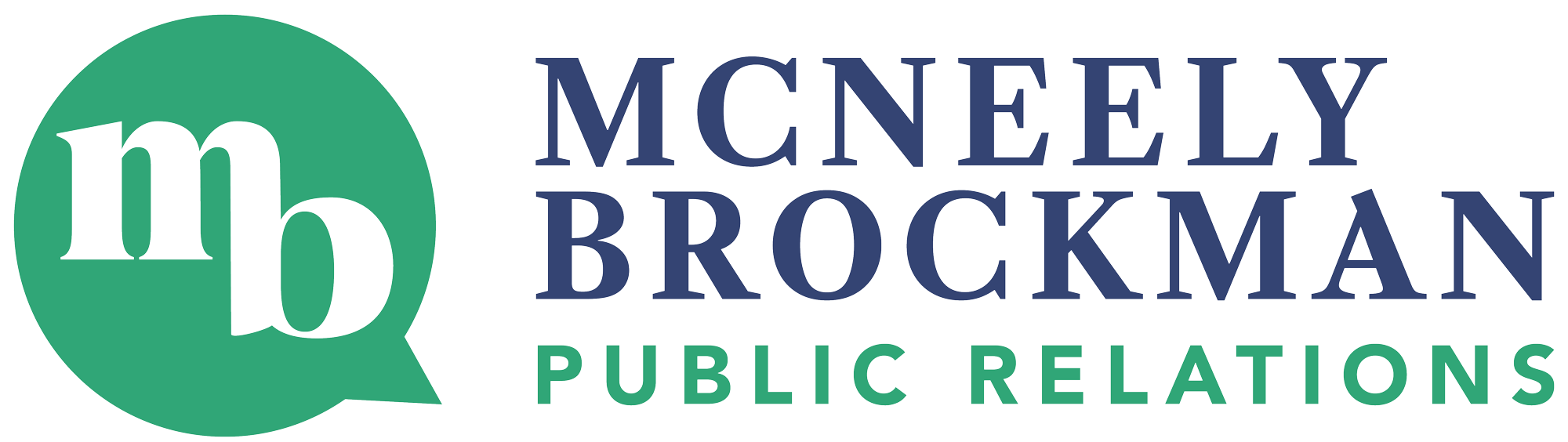 McNeely Brockman Public Relations logo in blue and green.
